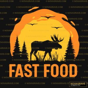A Moose Standing In Front Of A Sunset Nature Botanical - DTF Transfer Design