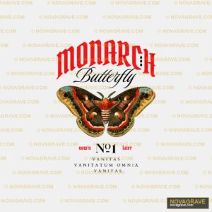 Monarch Butterfly Vintage Typography DTF Design PNG