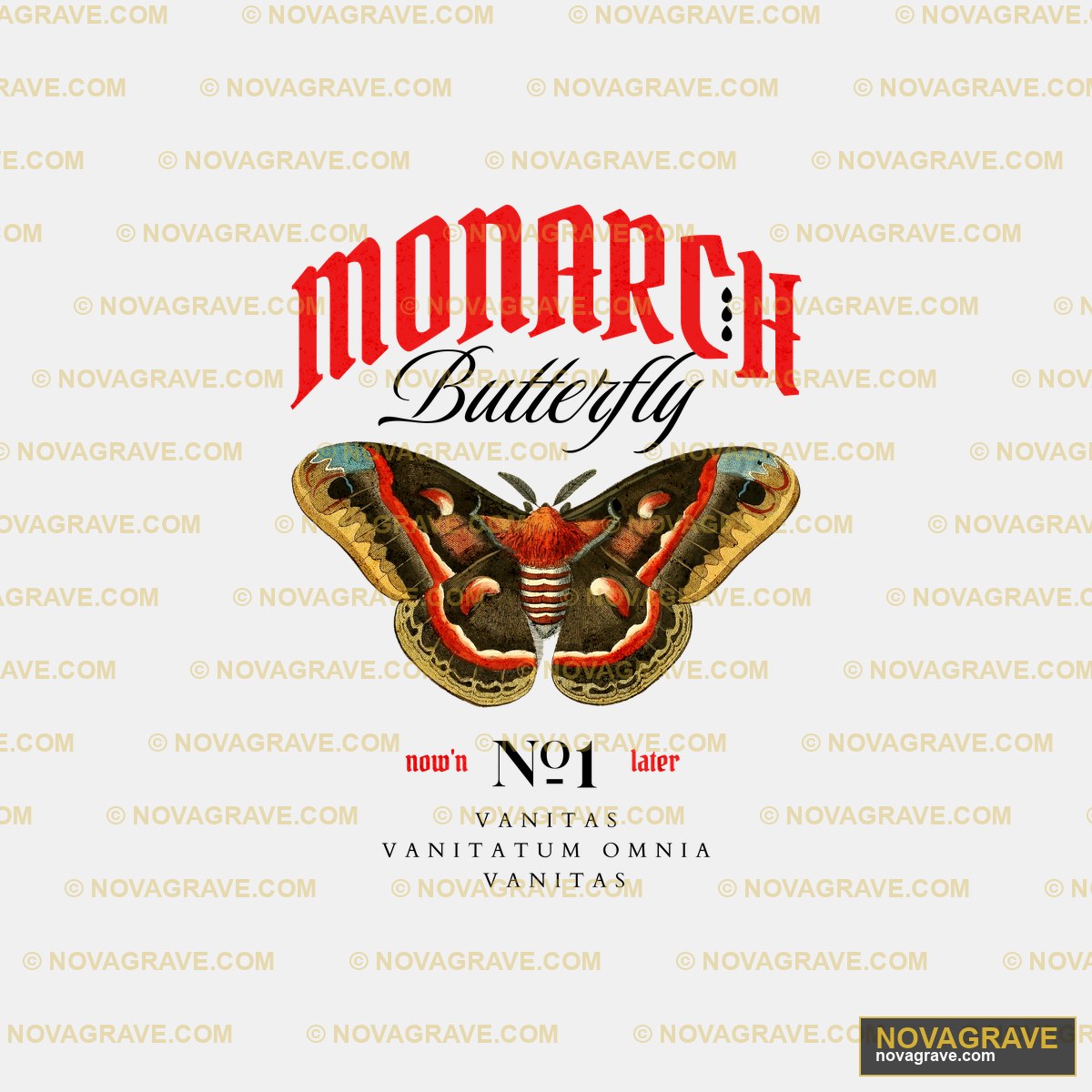 Monarch Butterfly Vintage Typography DTF Design PNG