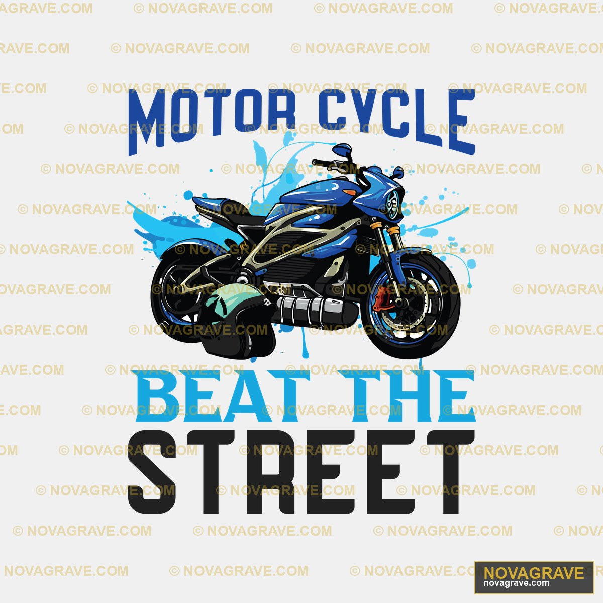 A Motorcycle Is Painted In Blue And Black Nature Botanical - Design DTF