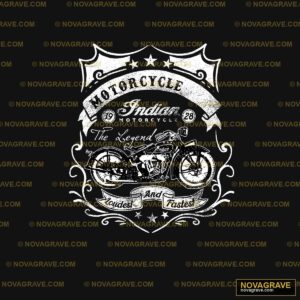 A Motorcycle Logo With A Star And A Banner Nature Botanical - DTF Ontwerp