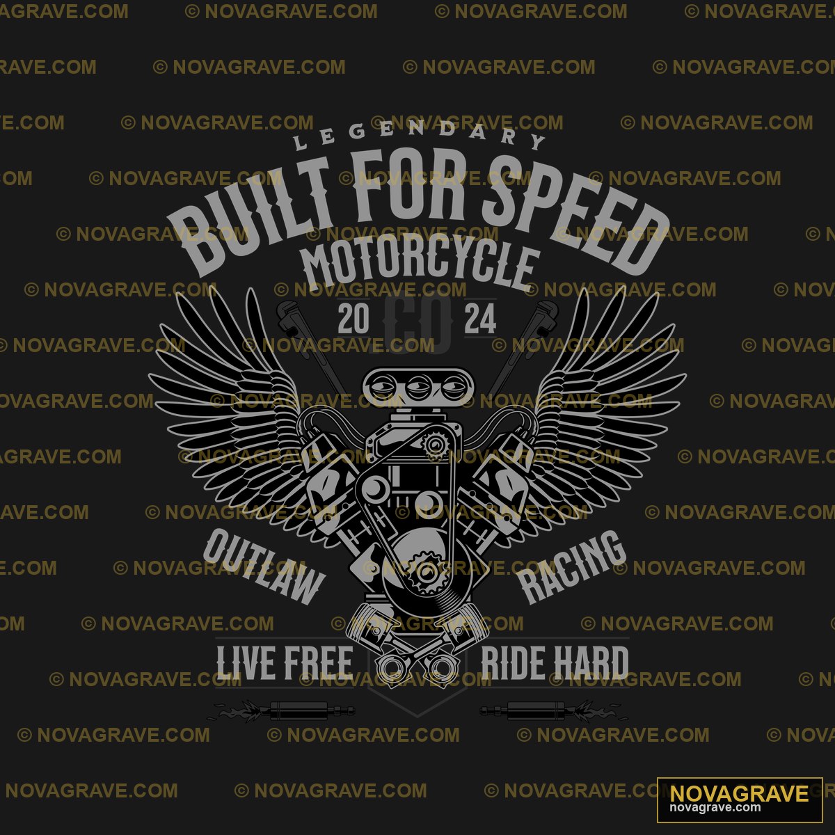 A Motorcycle Logo With Wings And A Wren Other Designs 2 - DTF Transfer Design