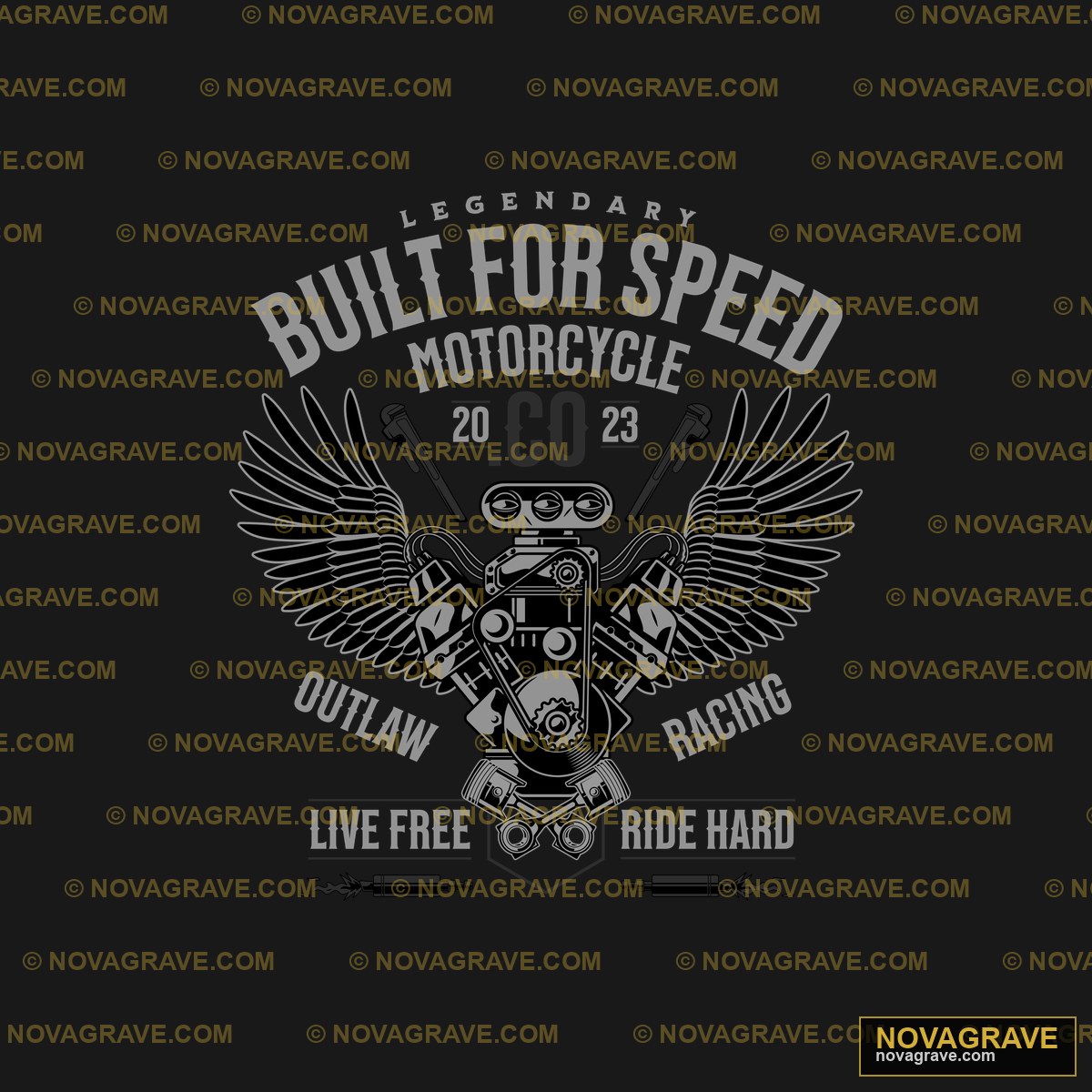 A Motorcycle Logo With Wings And A Wren Other Designs - DTF Transfer Design