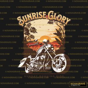 A Motorcycle Rider Riding On A Beach At Sunse Nature Botanical - DTF Transfer Design