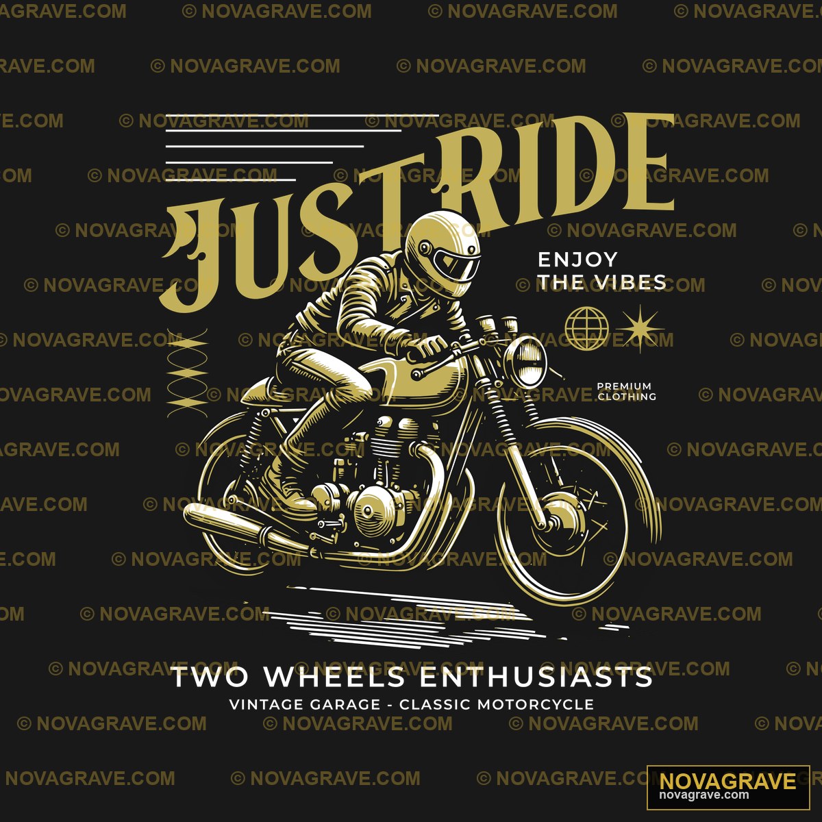 A Motorcycle Rider Riding On A Motorcycle Wit Typography Slogans 3 - DTF Ontwerp