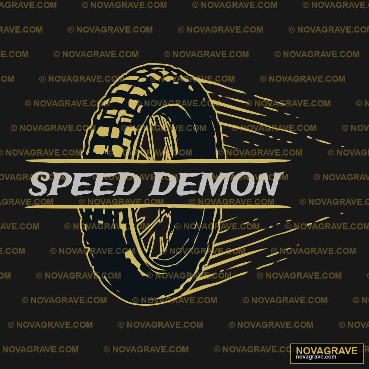 A Motorcycle Tire With The Word Speed Demon Other Designs - DTF Transfer Design