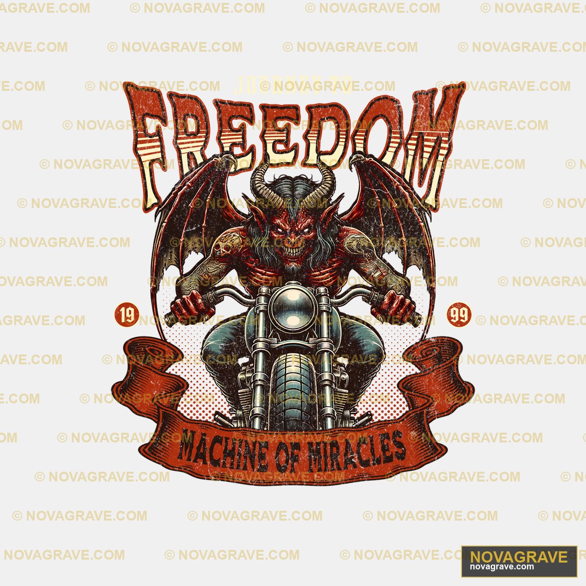 A Motorcycle With A Demon On Its Back Other Designs - DTF Transfer Design