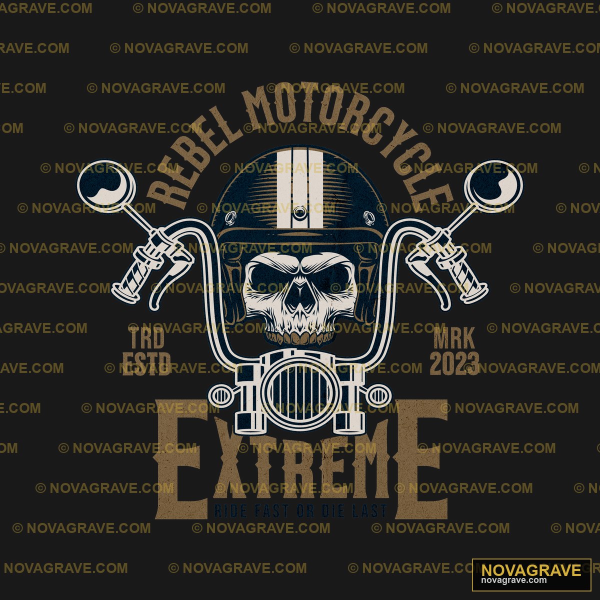 A Motorcycle With A Skull On It Streetwear Urban - Design DTF