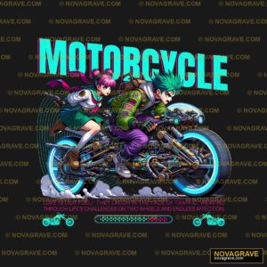 Anime Motorcycle Couple DTF Design PNG SVG DXF Instant Download
