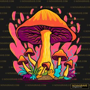 A Mushroom With A Bright Yellow Mushroom On I Nature Botanical - Design DTF