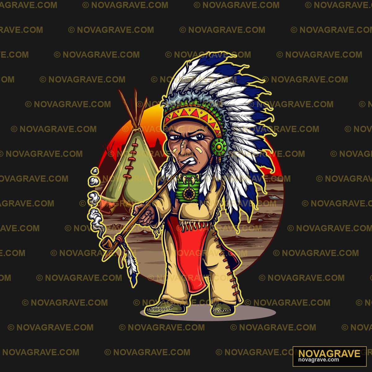 A Native Indian Man With A Stick And A Tee Sh Other Designs - DTF Ontwerp