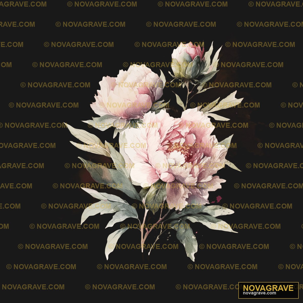 A Painting Of A Flower On A Black Background Nature Botanical 4 - Design DTF