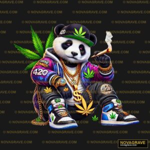 A Panda Bear Wearing A Hat And Holding A Mari Animals Wildlife - Design DTF