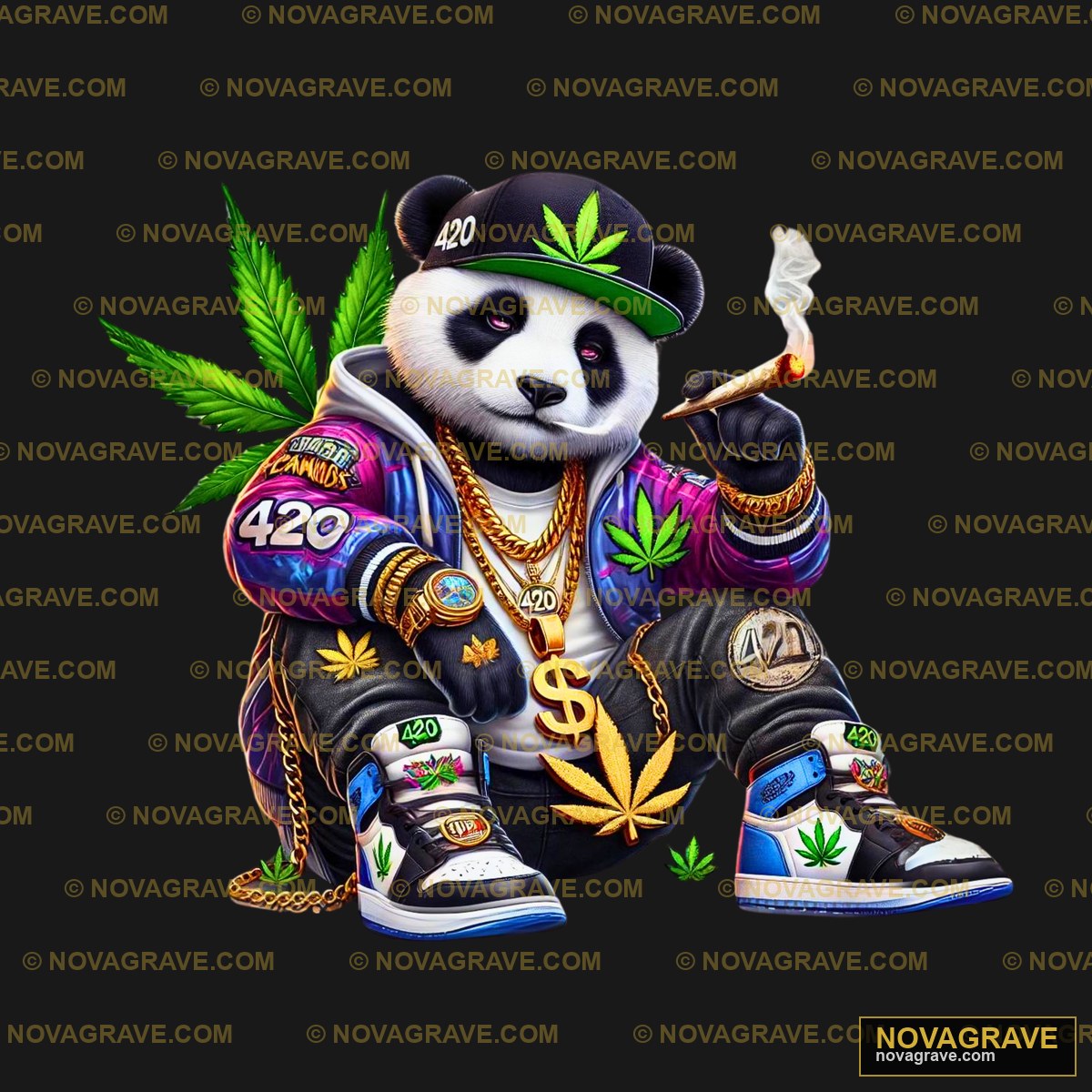 A Panda Bear Wearing A Hat And Holding A Mari Animals Wildlife - Design DTF