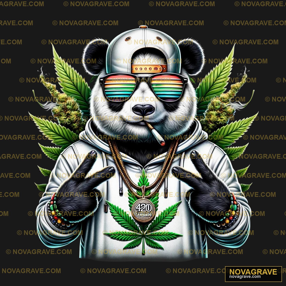 A Panda Bear Wearing Sunglasses And A Marijua Animals Wildlife - DTF Ontwerp
