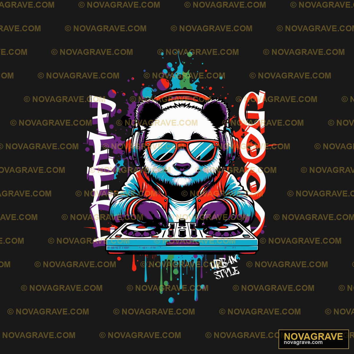 A Panda Dj With Headphones And Headphones Animals Wildlife DTF Design