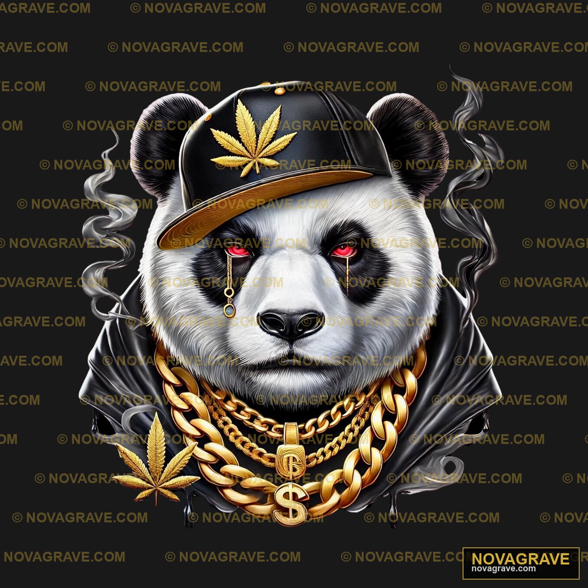 A Panda Wearing A Hat And Chain Around His Ne Animals Wildlife - DTF Ontwerp