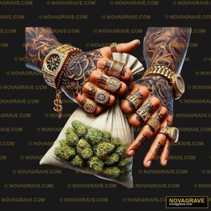 A Person Holding A Bag Of Marijuana Family Kids - DTF Ontwerp