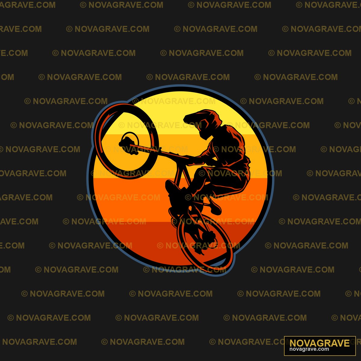 A Person Riding A Bike In The Sunset Nature Botanical - DTF Transfer Design