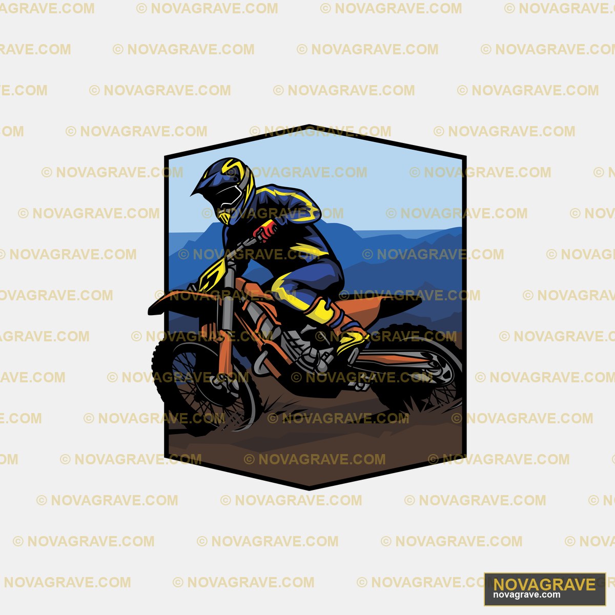 A Person Riding A Dirt Bike On A Mountain Nature Botanical DTF Design