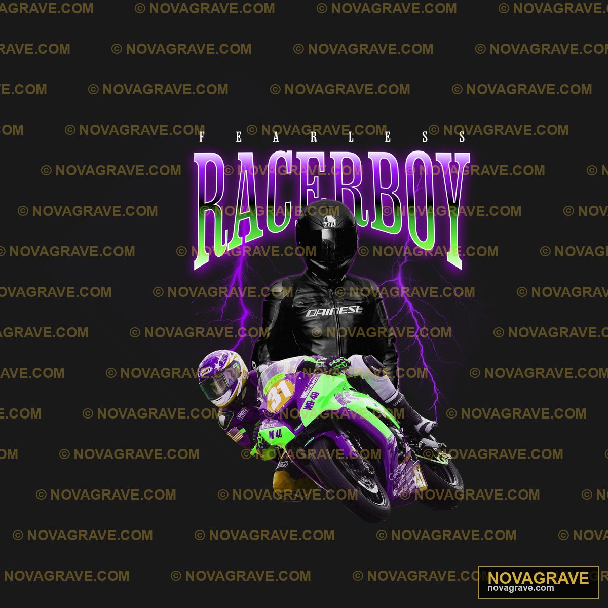 A Person Riding A Motorcycle On A Purple And Family Kids - Design DTF