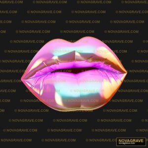 A Pink And Gold Lip With A Shiny Lip Streetwear Urban - Design DTF