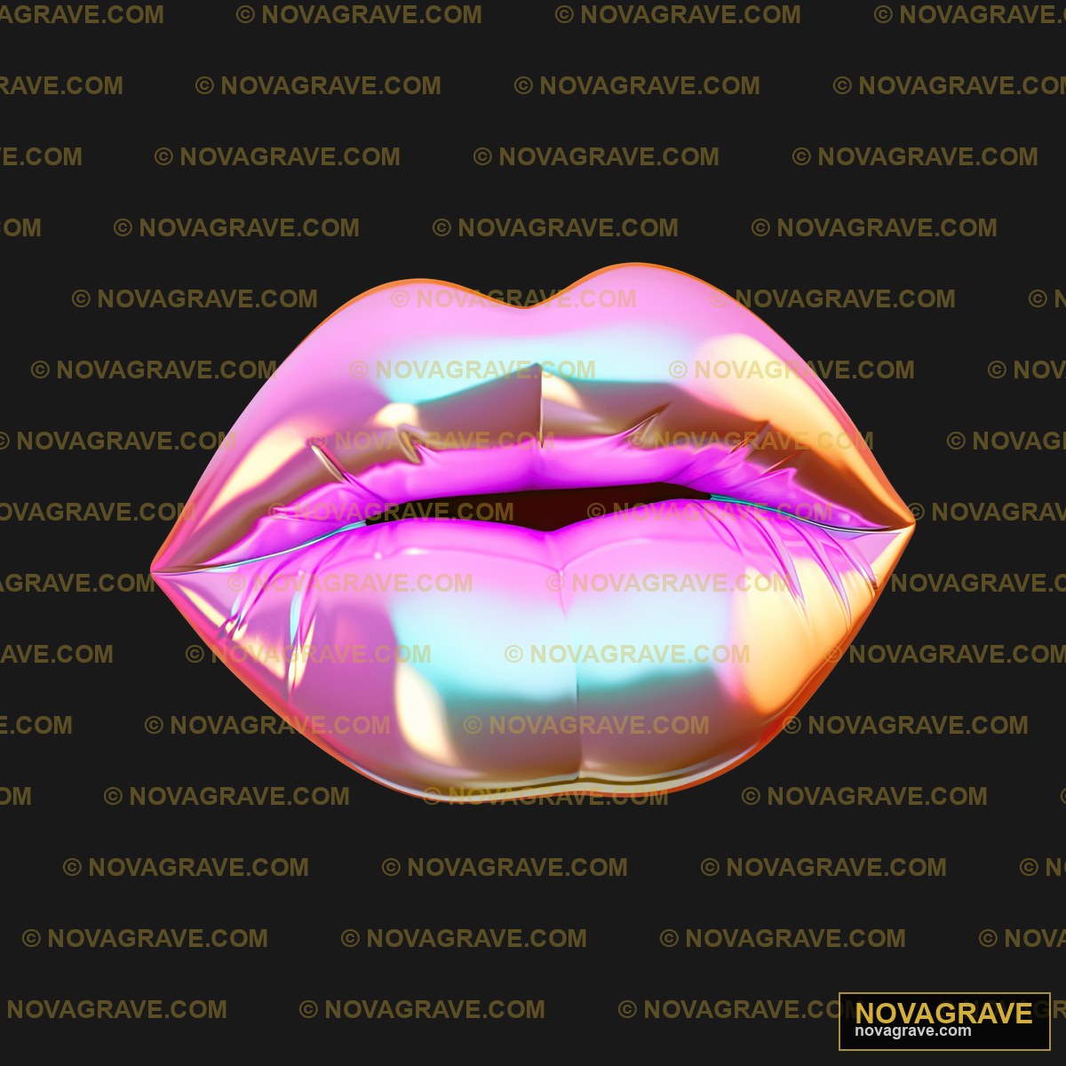 A Pink And Gold Lip With A Shiny Lip Streetwear Urban - Design DTF