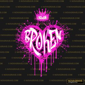 Broken Heart Crown DTF Design PNG - Graffiti Style