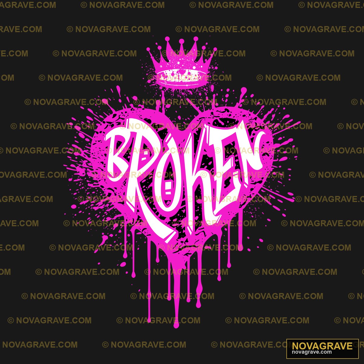 Broken Heart Crown DTF Design PNG - Graffiti Style