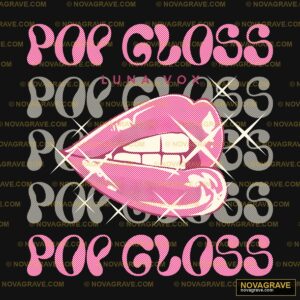 A Pink Lips With A White And Black Background Typography Slogans - DTF Transfer Design