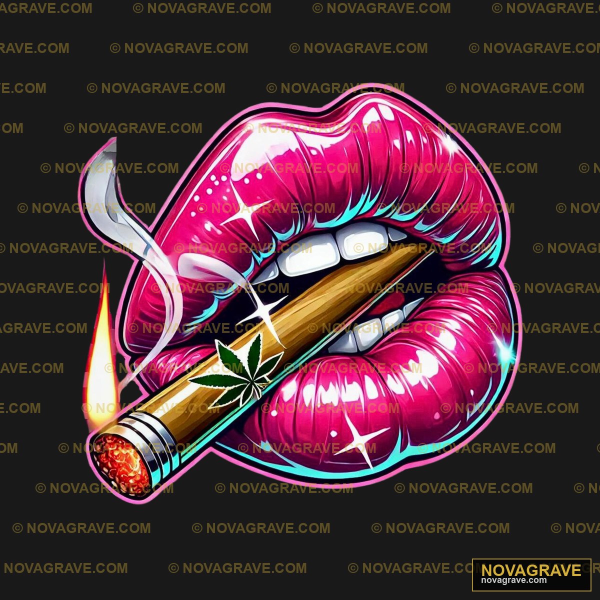 A Pink Lipstick With A Cigarette In The Middl Other Designs - Design DTF