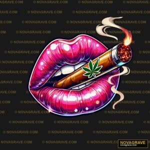 A Pink Lipstick With A Marijuana Leaf On It Nature Botanical - Design DTF