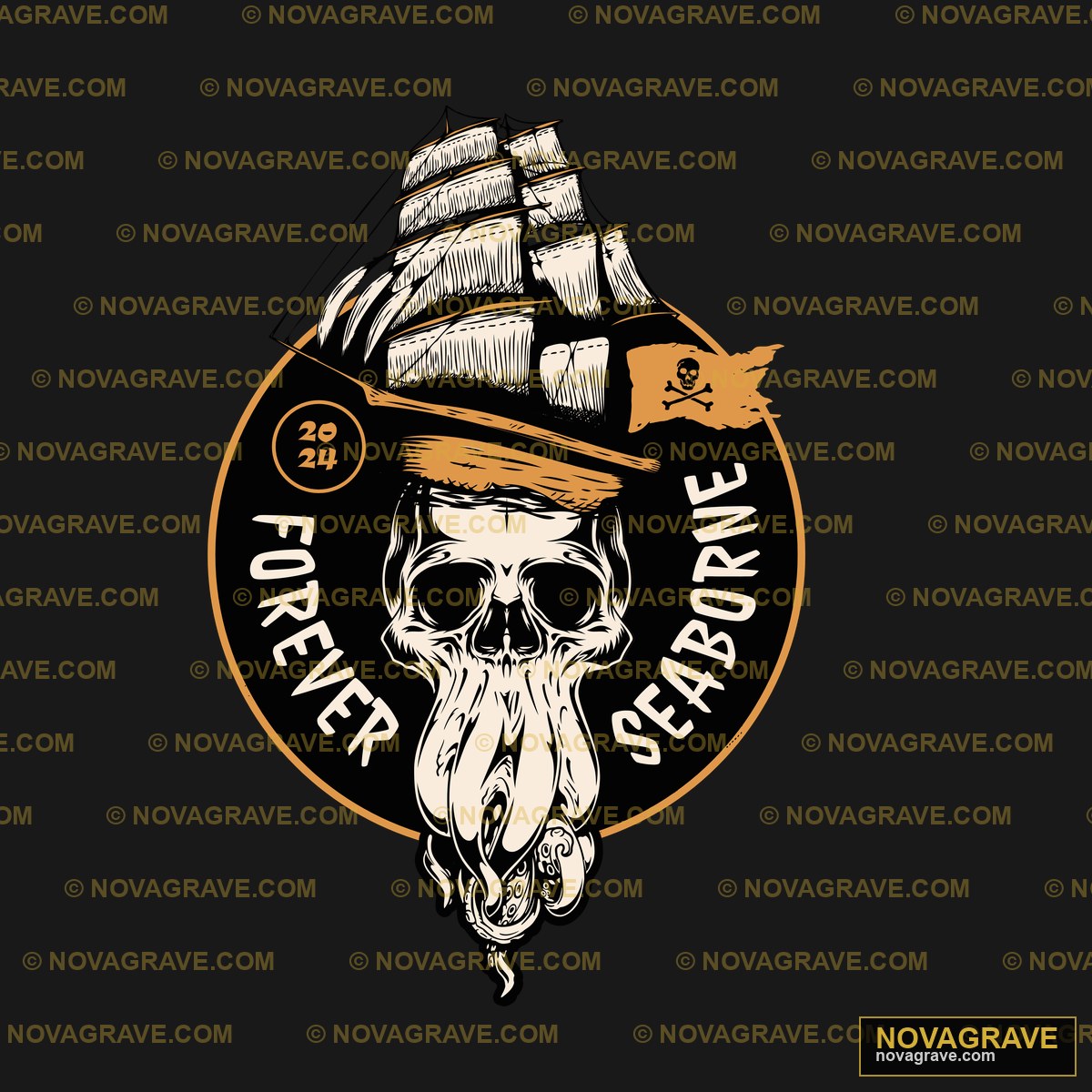 A Pirate Skull With A Hat And A Pirate Ship Streetwear Urban - DTF Transfer Design
