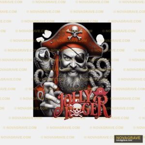 A Pirate With A Beard And A Beard With Tentac Animals Wildlife - Design DTF