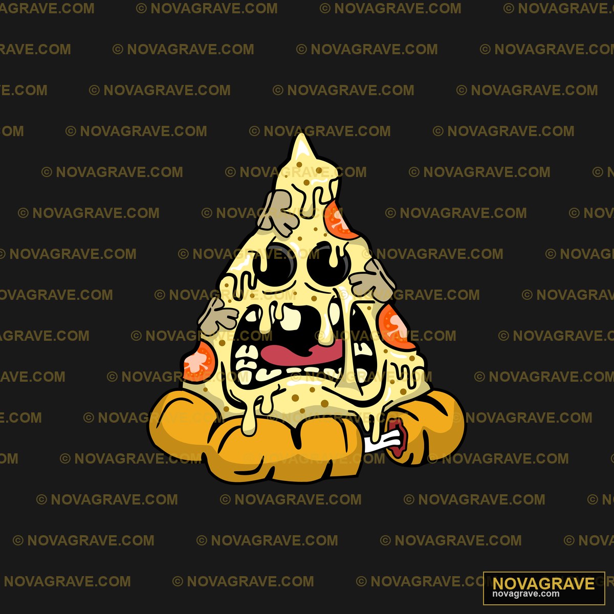 A Pizza With A Face And A Piece Of Pizza Other Designs - Design DTF