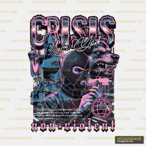 Gangster Wolf Crisis New York DTF Design PNG SVG DXF