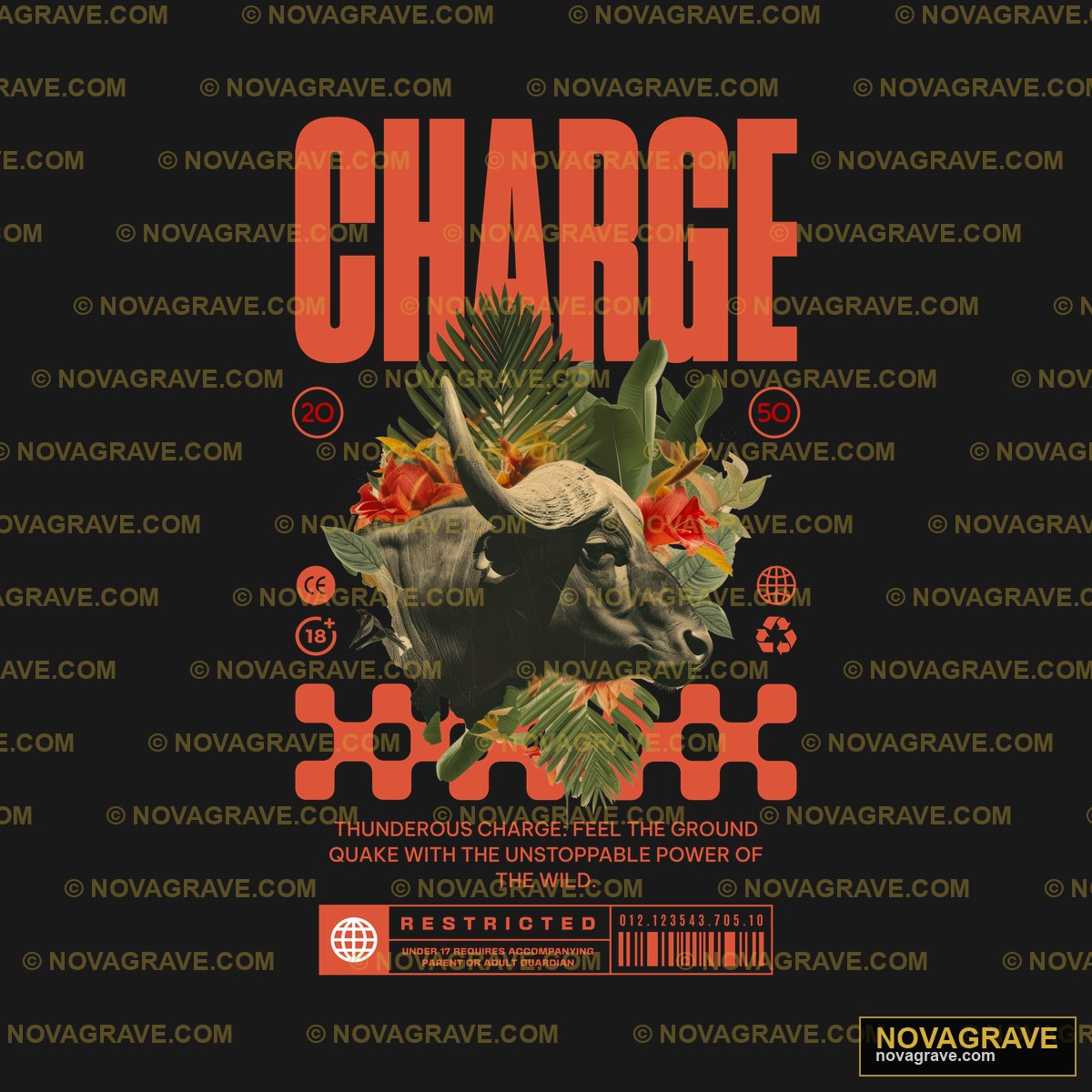 A Poster With A Bull And Flowers On It Animals Wildlife - DTF Ontwerp