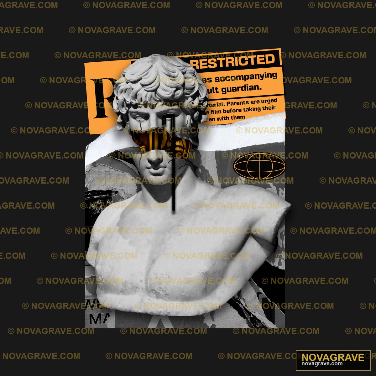 A Poster With A Bust Of A Man Other Designs - Design DTF