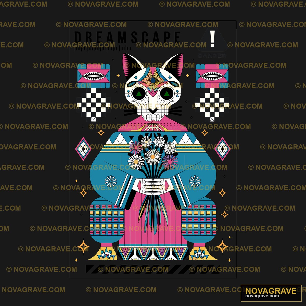 A Poster With A Cat In A Kimono Animals Wildlife - DTF Transfer Design