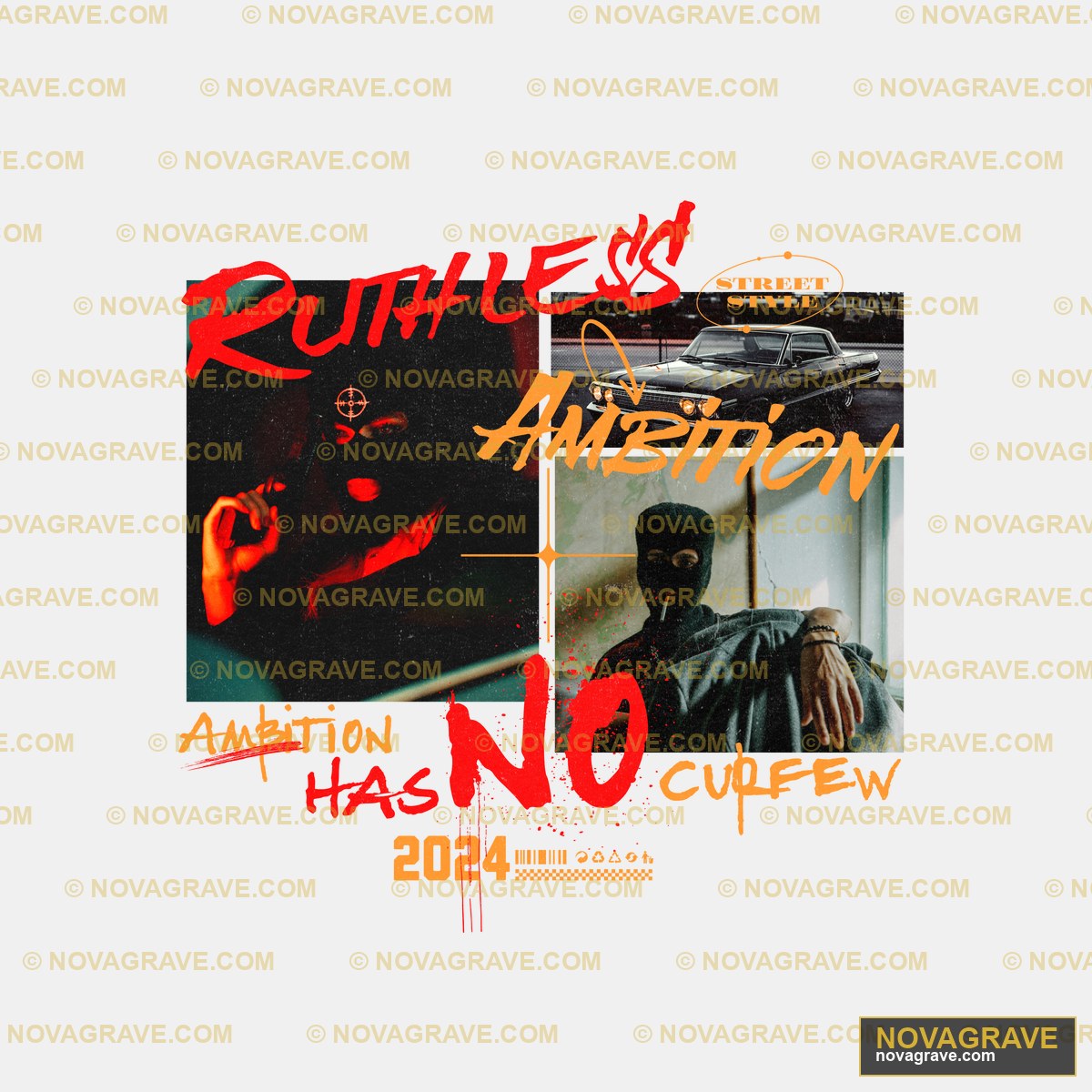 A Poster With A Man In A Black Hoodie Streetwear Urban - DTF Transfer Design