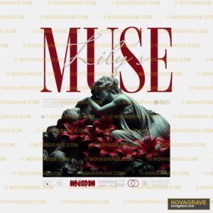 A Poster With A Statue And Flowers Nature Botanical 2 - DTF Transfer Design