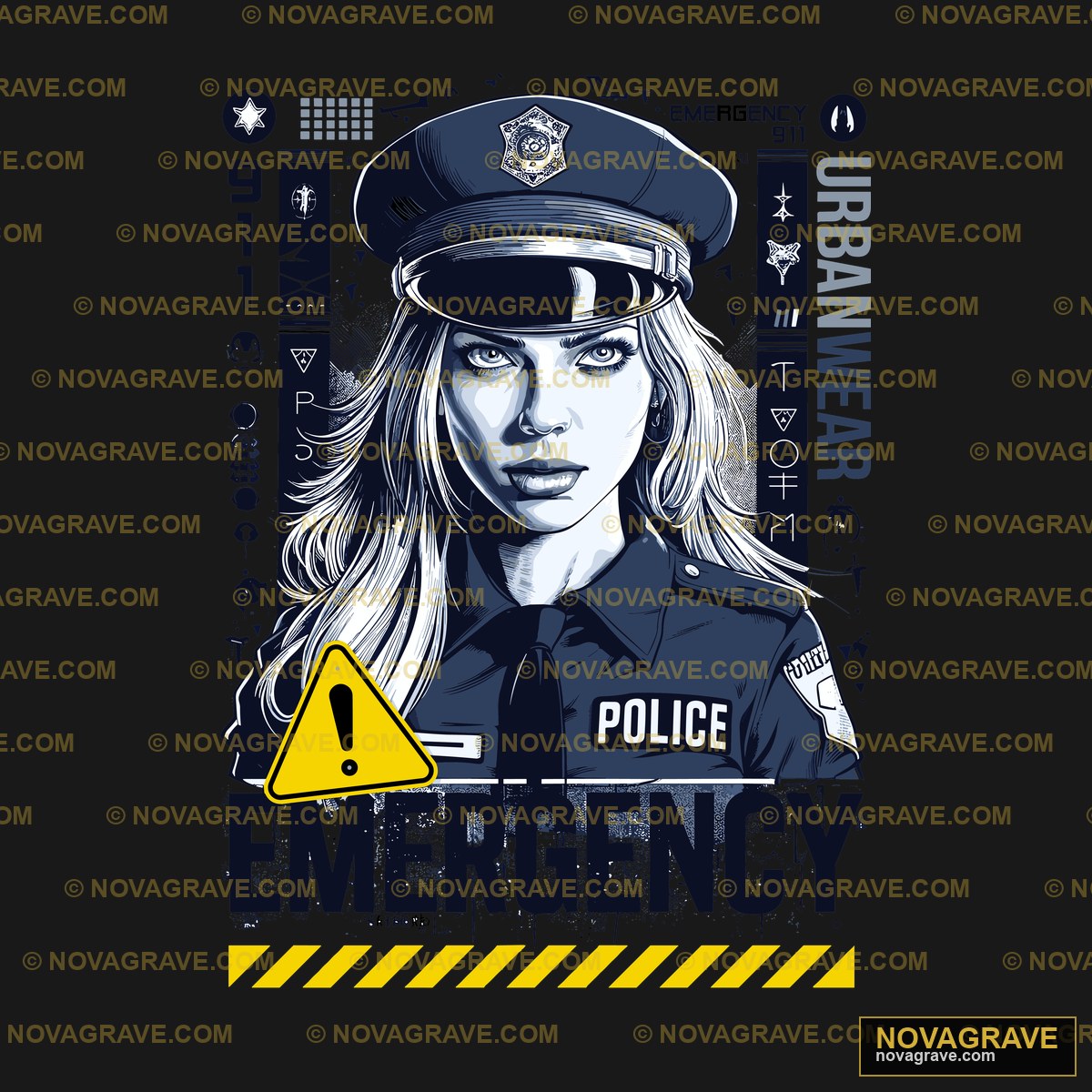 A Poster With A Woman Police In Uniform Professions DTF Design