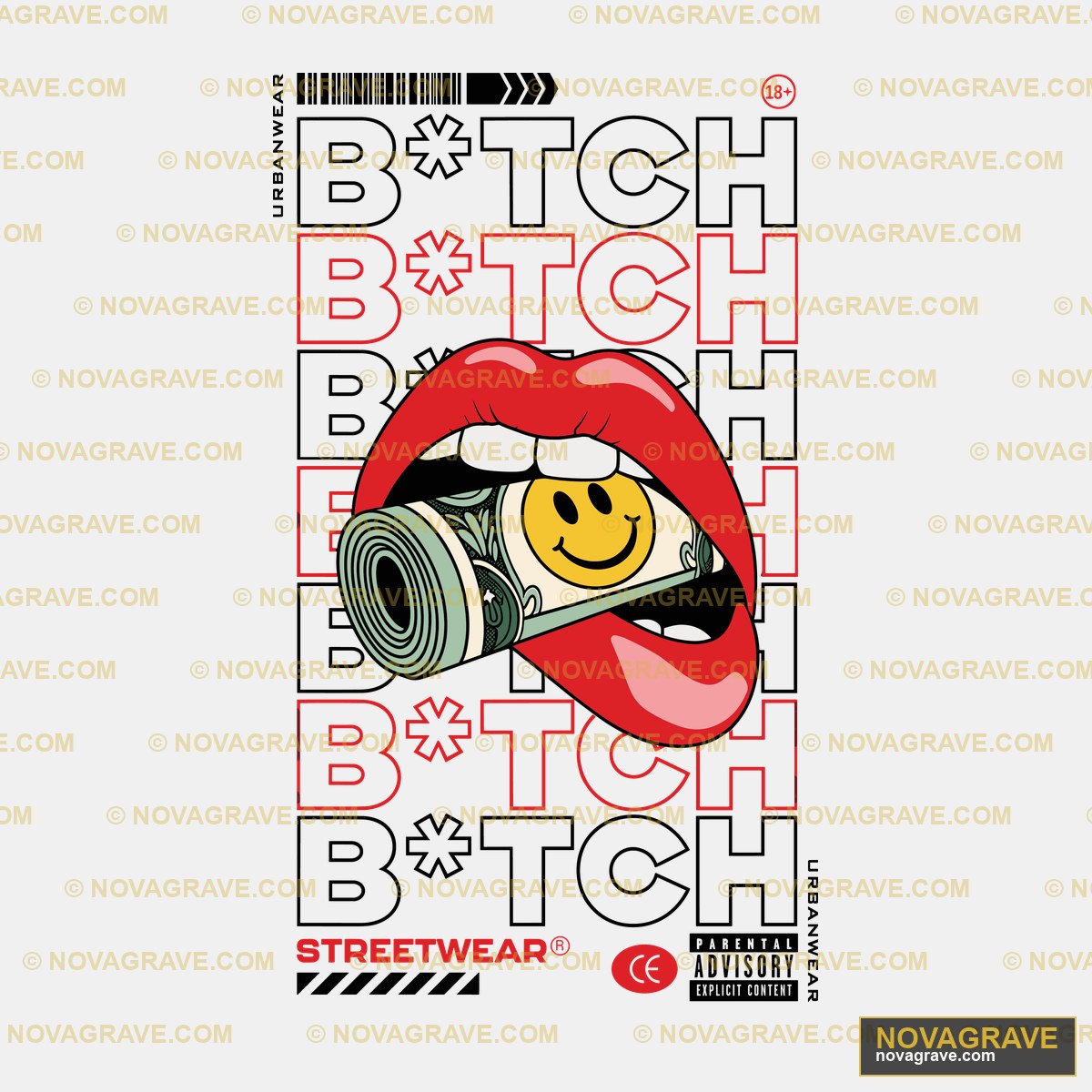 A Poster With A Womans Mouth And A Gas Mask Other Designs - DTF Ontwerp