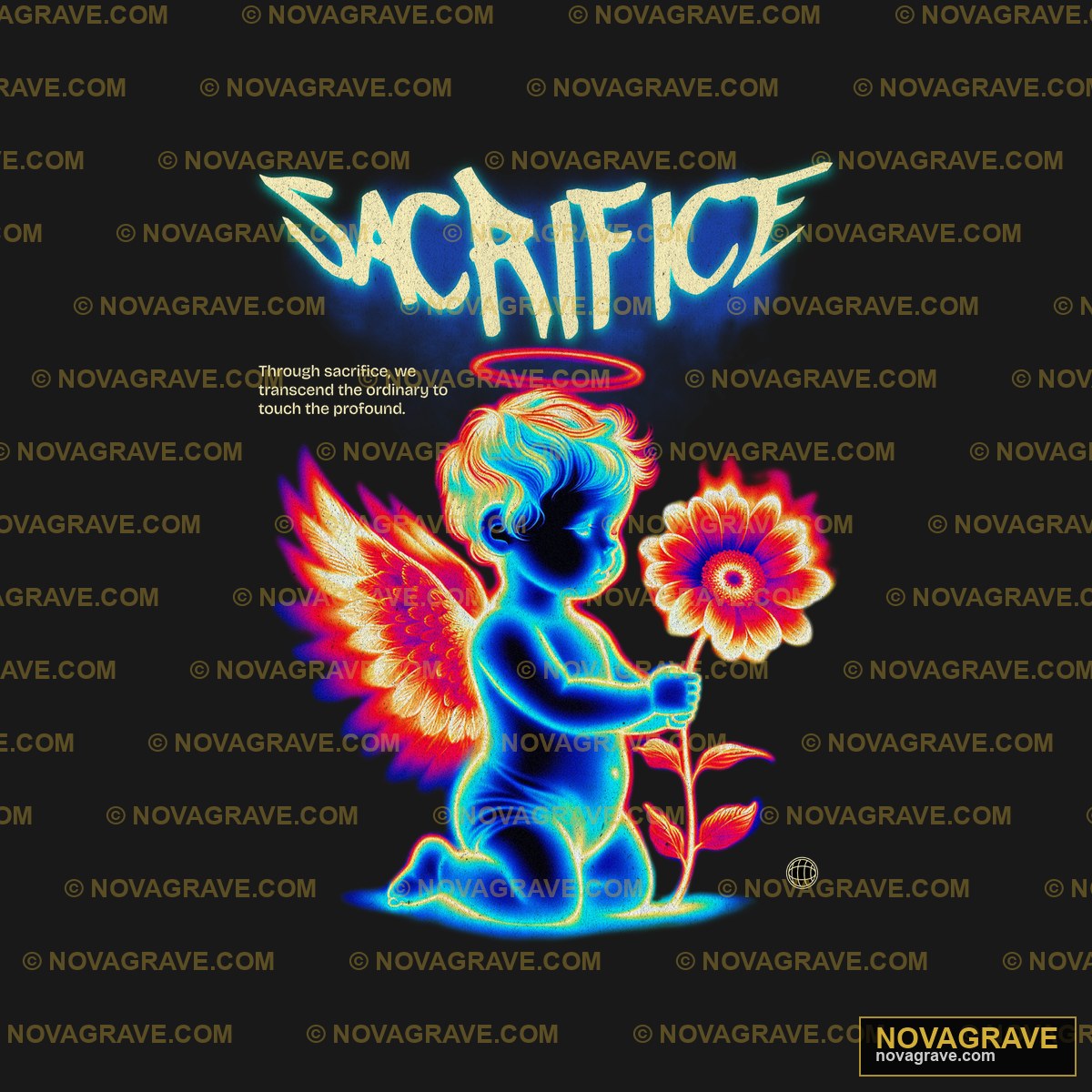 A Poster With An Angel Holding A Flower Nature Botanical - DTF Ontwerp