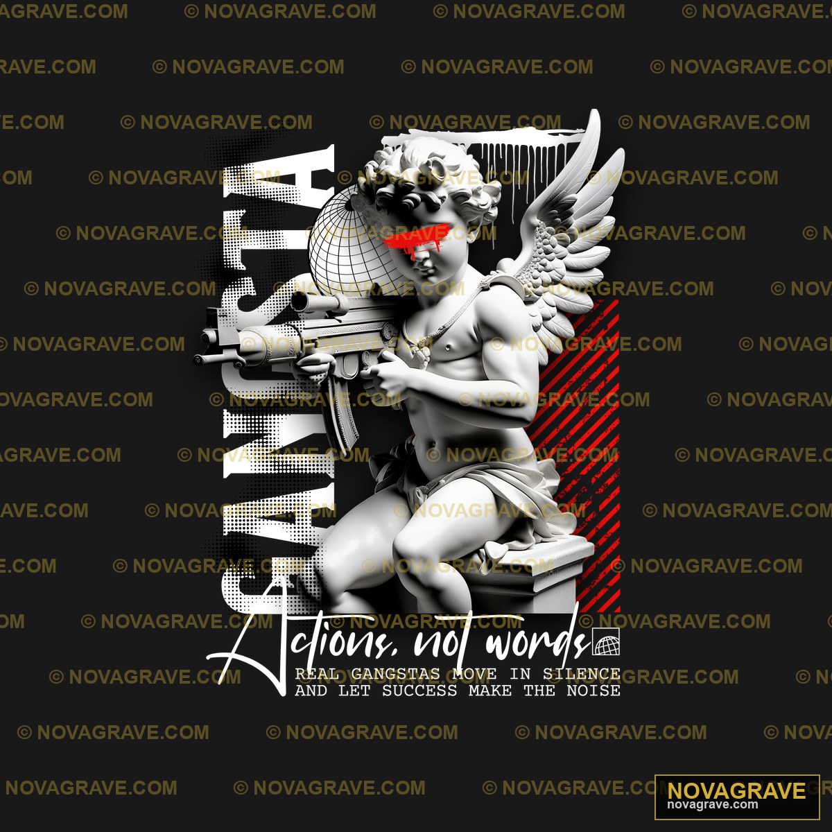 A Poster With An Angel Holding A Gun Religious Spiritua DTF Design