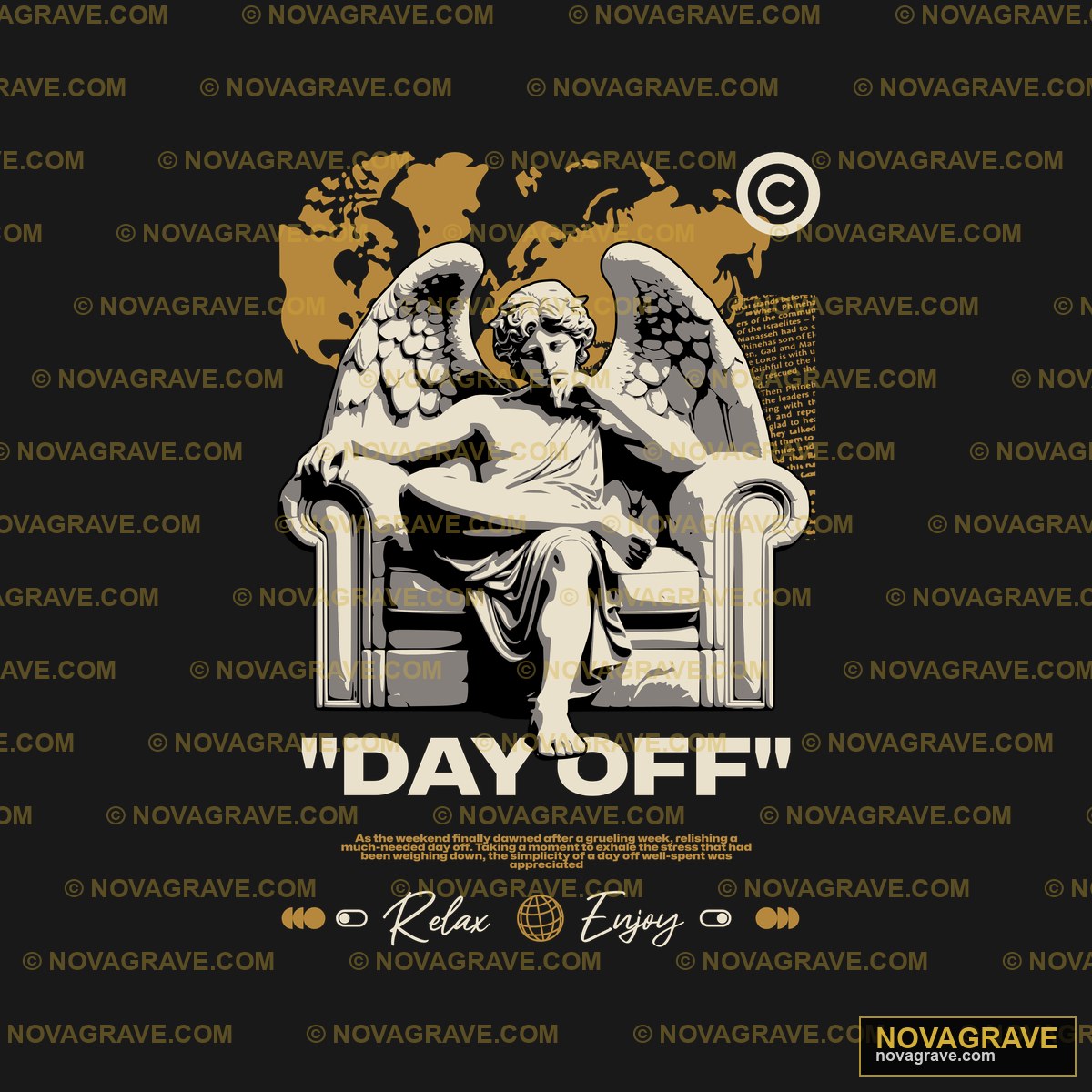 A Poster With An Angel Sitting On A Chair Religious Spiritua - DTF Transfer Design