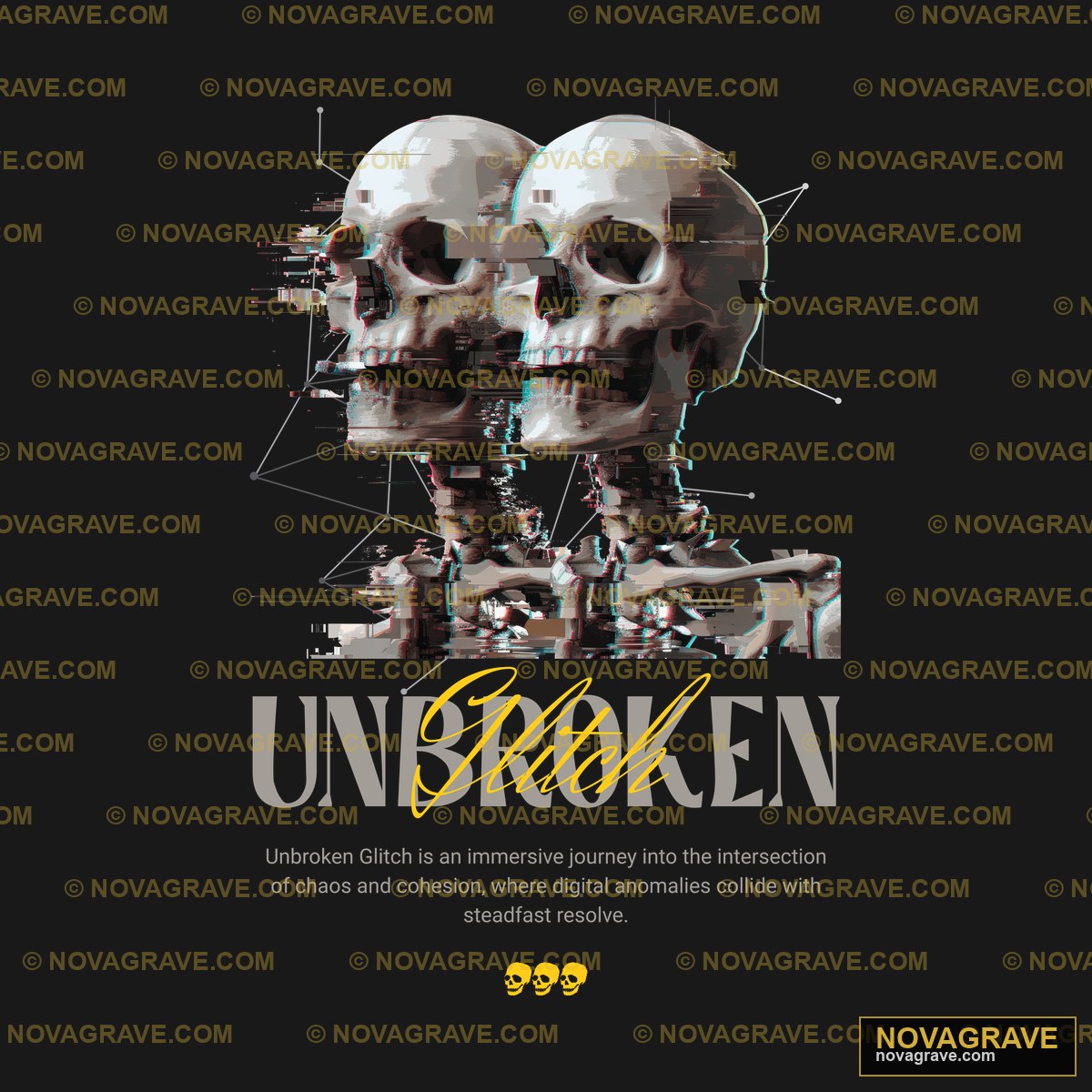A Poster With Two Skulls And The Words Unbrok Streetwear Urban - Design DTF