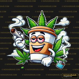 A Pot Of Marijuana With A Cigarette And A Cig Other Designs - DTF Transfer Design