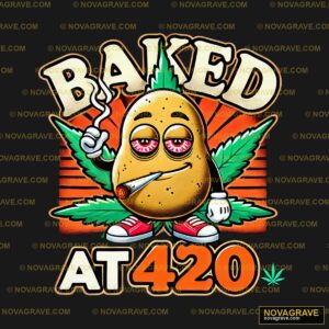 A Potato With Marijuana Leaves On It And The Typography Slogans - DTF Ontwerp