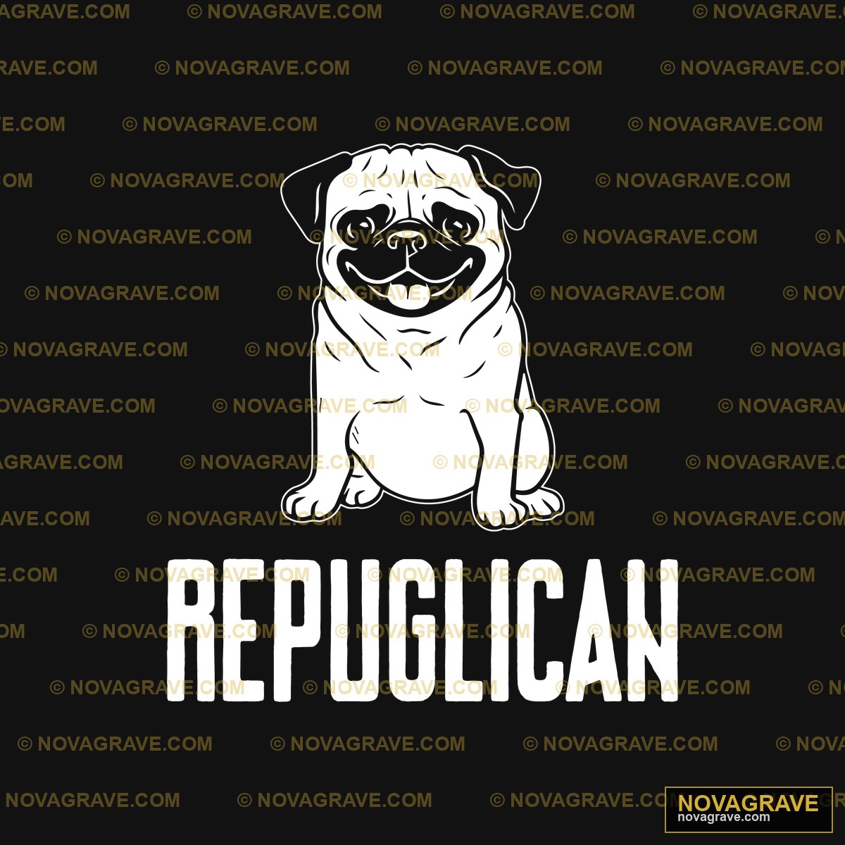 A Pug Dog With The Word Republican On It Animals Wildlife - DTF Transfer Design